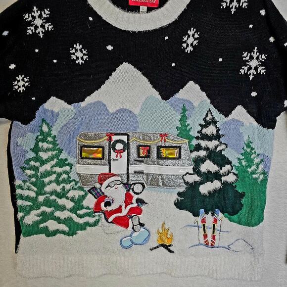 Ugly XMas Sweater SzL Camper Outdoor Santa‎ mountain n Trees n Camping theme. - Picture 14 of 14